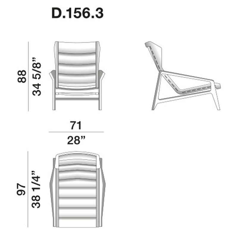 Дизайнерское кресло с подлокотниками из массива дерева Gio Ponti D.156.3 Armchair в Казани