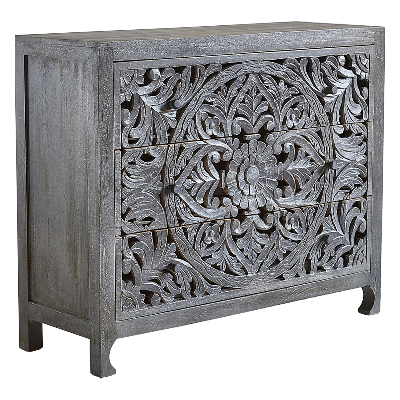 Комод Indian Antique White Furniture Chest of Drawers Kailash серый Серый в Казани | Loft Concept 