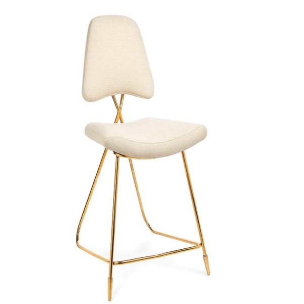 Барный стул Jonathan Adler Maxime Bar stool Бежево-серый Золотой в Казани | Loft Concept 