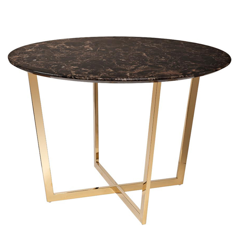 Обеденный стол Dining table Jacques round Brown Коричневый Золотой в Казани | Loft Concept 