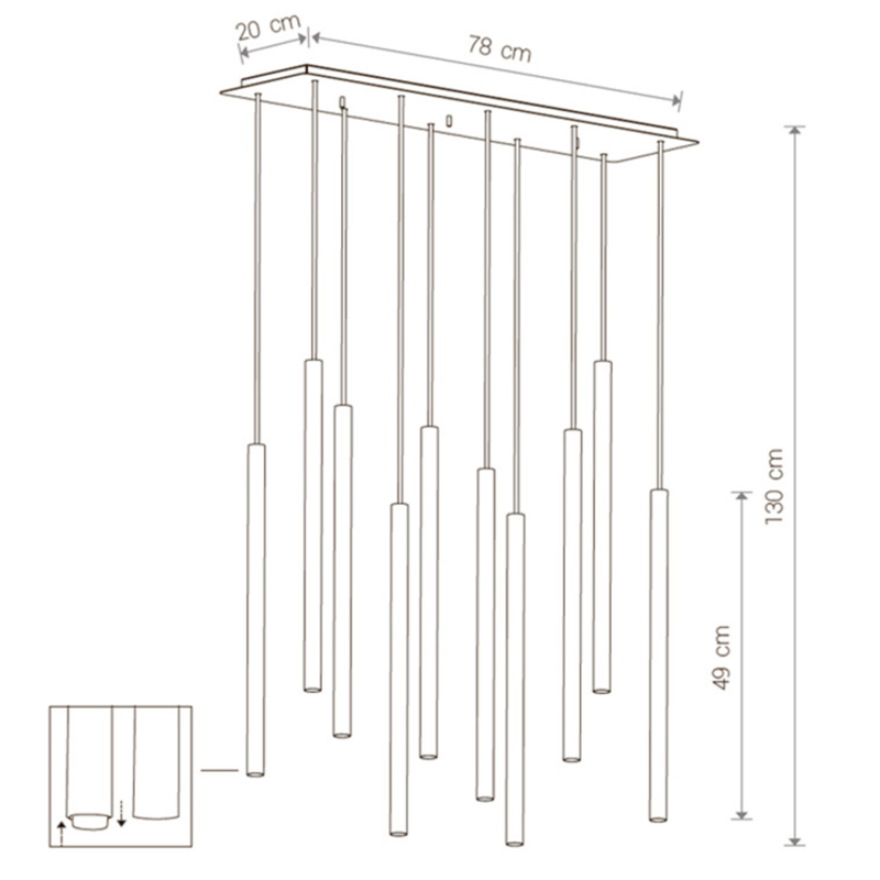 Светильник Trumpet Rectangle Black 10 плафонов в Казани