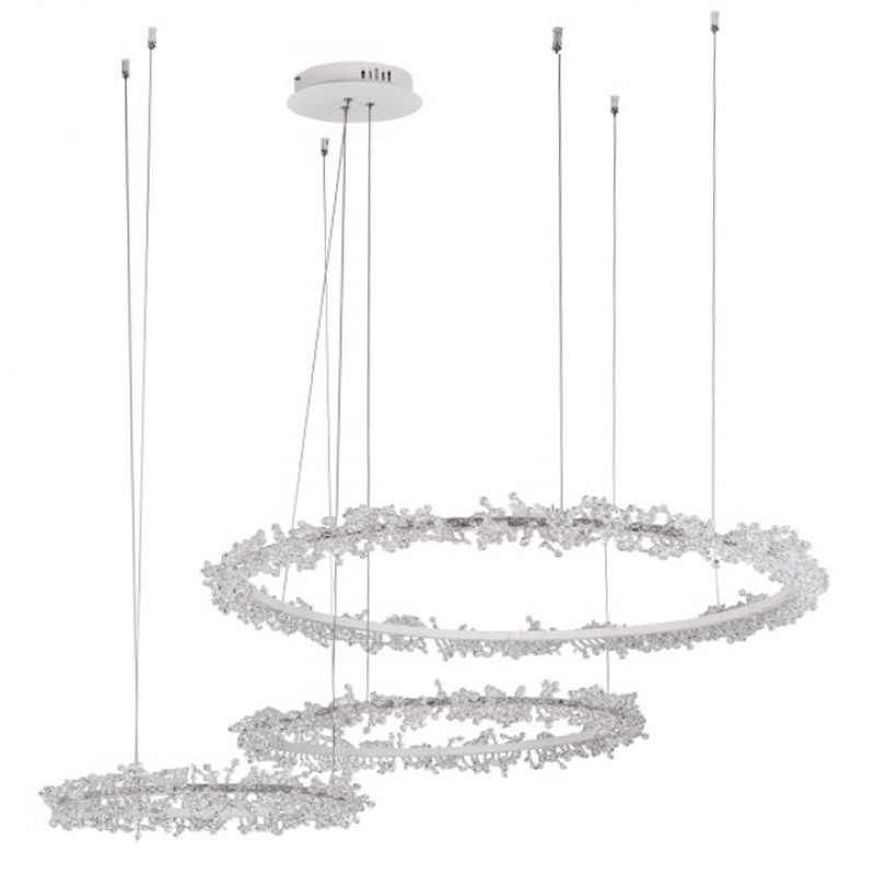 Люстра Crystal round chandelier 3 кольца Белый Прозрачный Белый в Казани | Loft Concept 