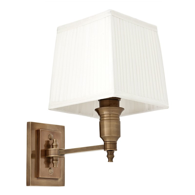 Бра Wall Lamp Lexington Single Brass+White Латунь Античная полированная Белый в Казани | Loft Concept 