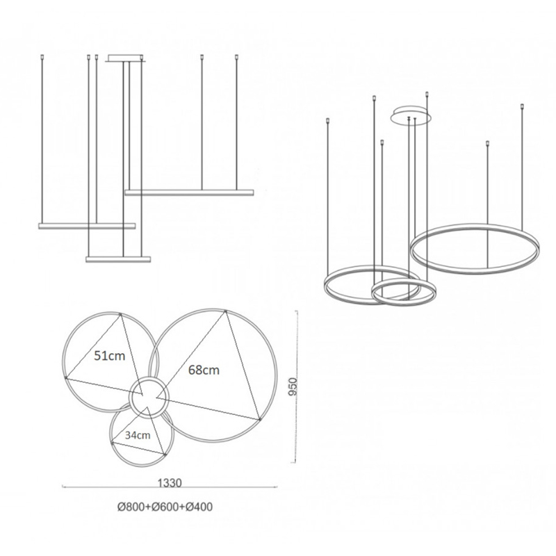 Люстра Crystal round chandelier 3 кольца Белый в Казани