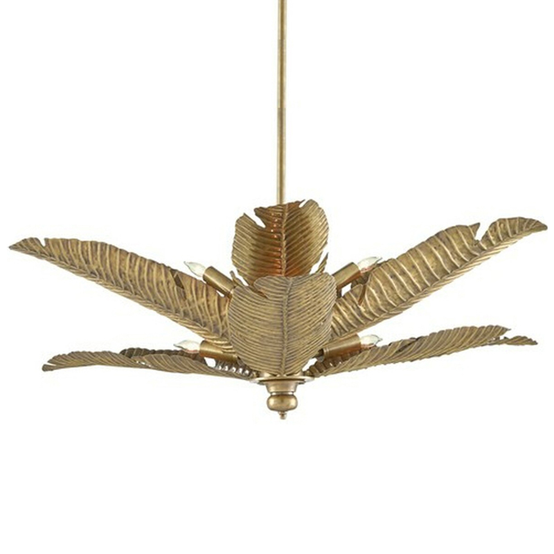 Дизайнерская Люстра Золотые Листья Пальмы Modern Golden Palm Leaves Chandelier Золотой в Казани | Loft Concept 