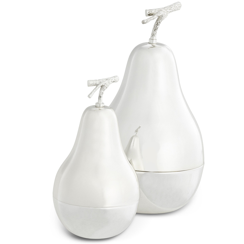 Комплект шкатулок Eichholtz Box Pear Set of 2 Silver Серебряный в Казани | Loft Concept 