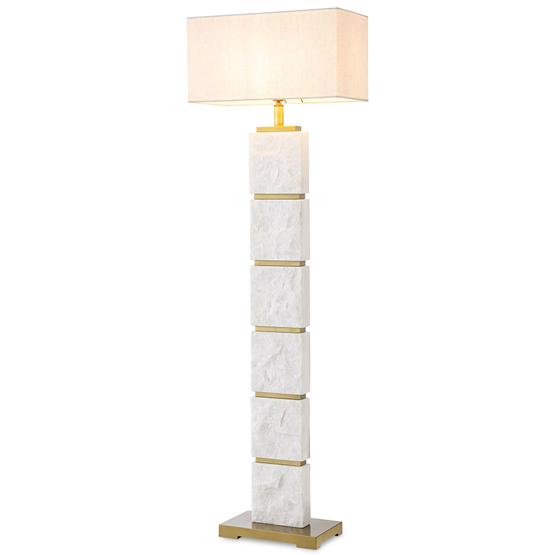 Торшер Eichholtz Floor Lamp Newton Marble Белый Мрамор Bianco Кремовый Латунь в Казани | Loft Concept 