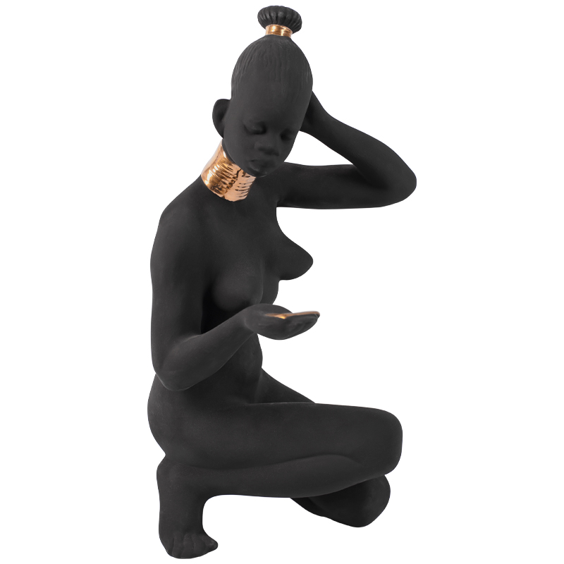 Статуэтка African Woman Sitting Statuette Черный Золотой в Казани | Loft Concept 