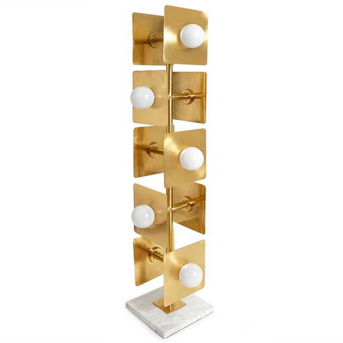 Торшер PUZZLE FLOOR LAMP Латунь Белый Белый Мрамор Bianco в Казани | Loft Concept 