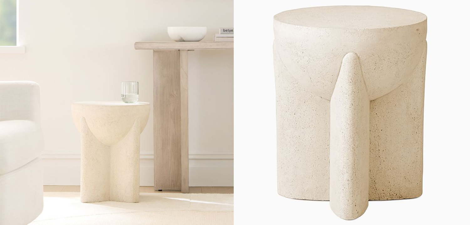 Приставной стол Lava Stone Side Table Травертин - фото