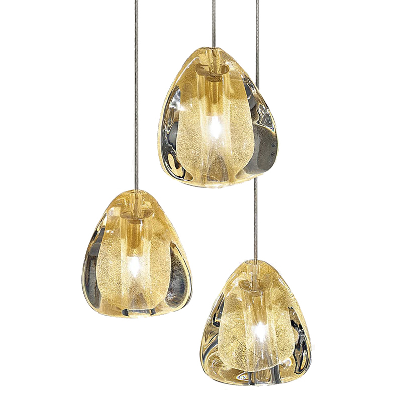 Подвесной светильник Mizu 1 Suspension Lamp Gold Янтарь (Amber) Хром в Казани | Loft Concept 