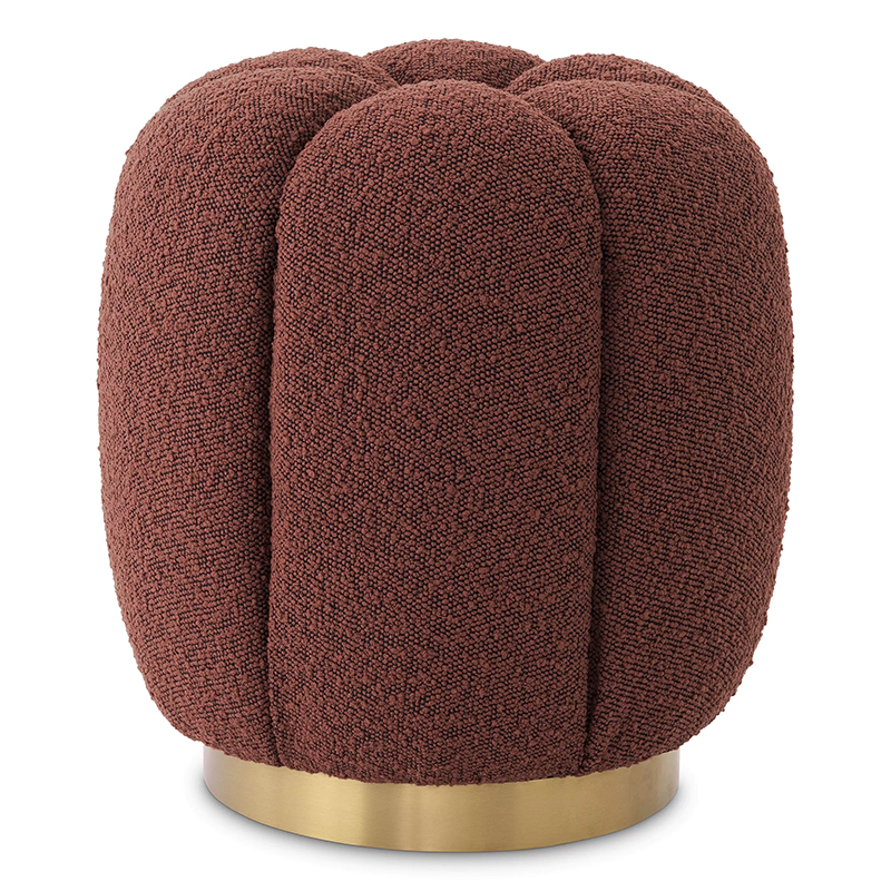 Пуф Eichholtz Stool Orchanic Boucle Rouge Бургундский красный Латунь в Казани | Loft Concept 