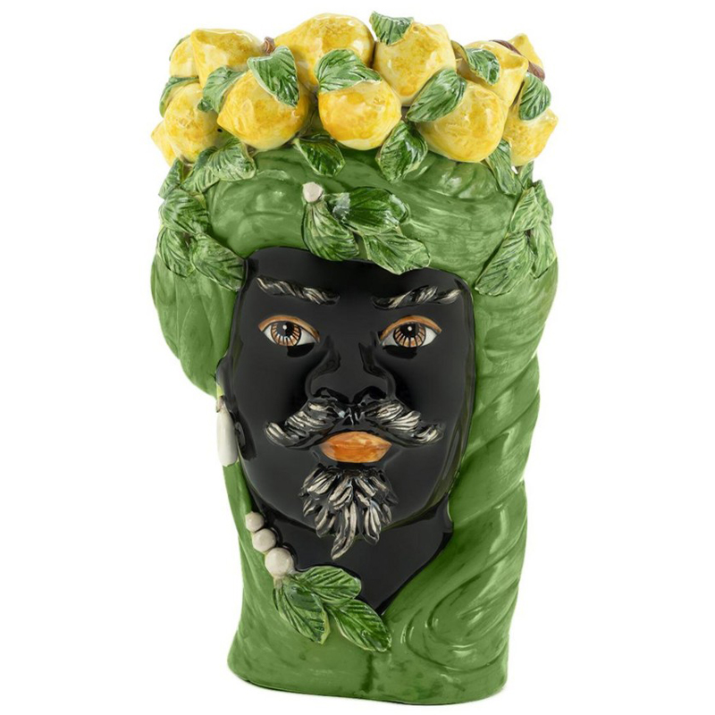 Ваза Vase Lemon Head Man Green Зеленый Желтый Черный в Казани | Loft Concept 