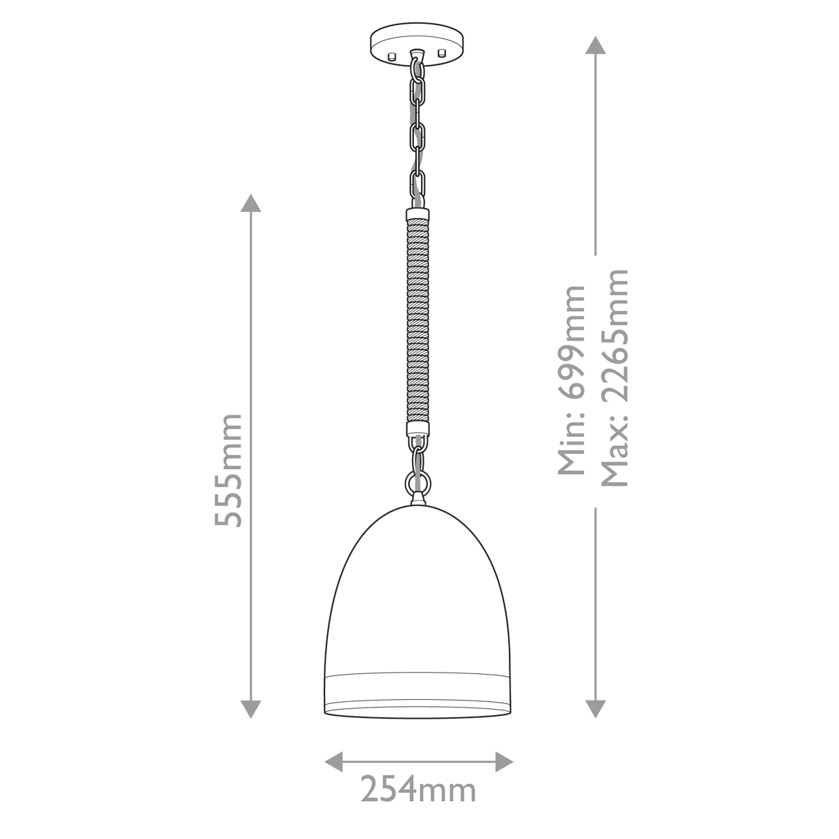Подвесной светильник белый колоколообразный с декоративной обмоткой из веревки Hinkley в Казани