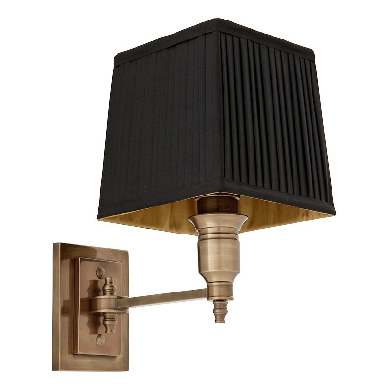 Бра Wall Lamp Lexington Single Brass+Black Латунь Античная полированная Черный в Казани | Loft Concept 