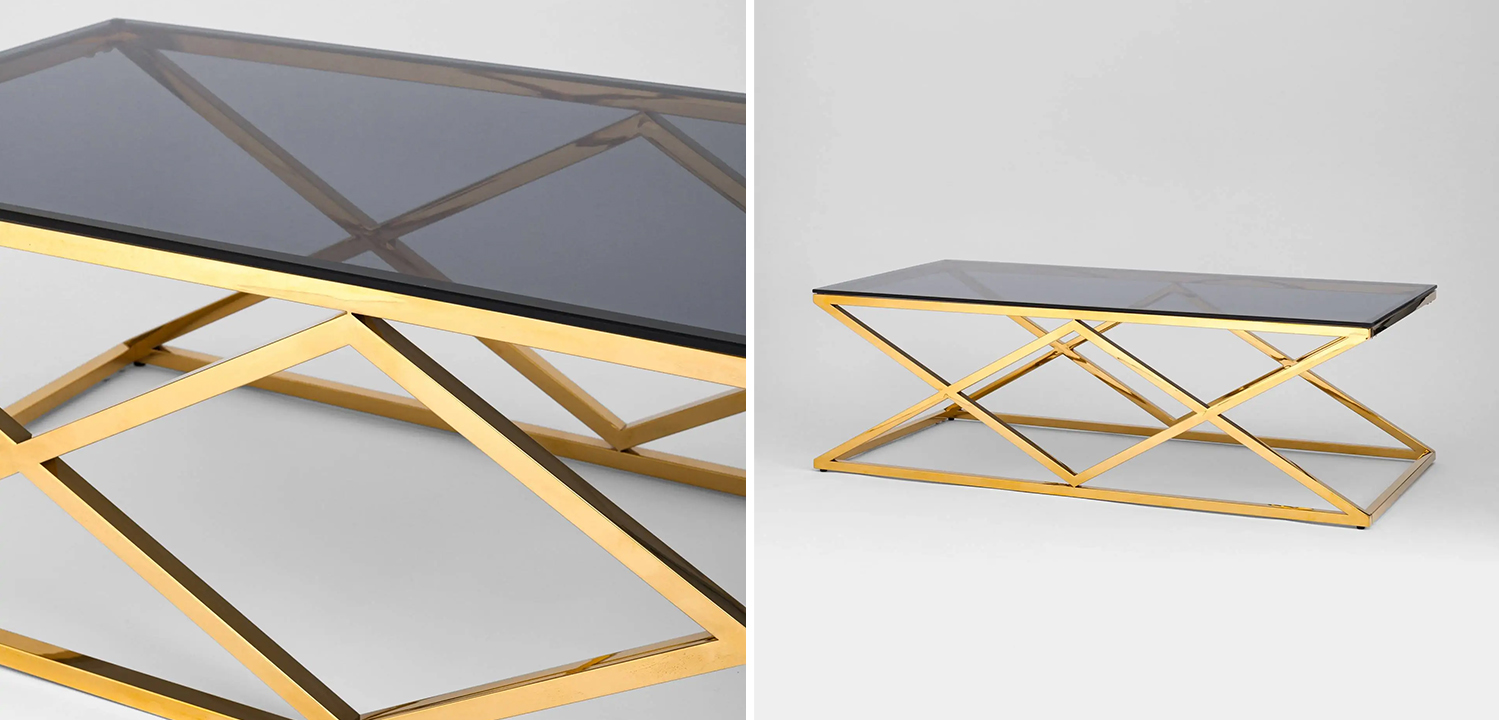 Столик кофейный Geometry Rhombus Gold - фото №1