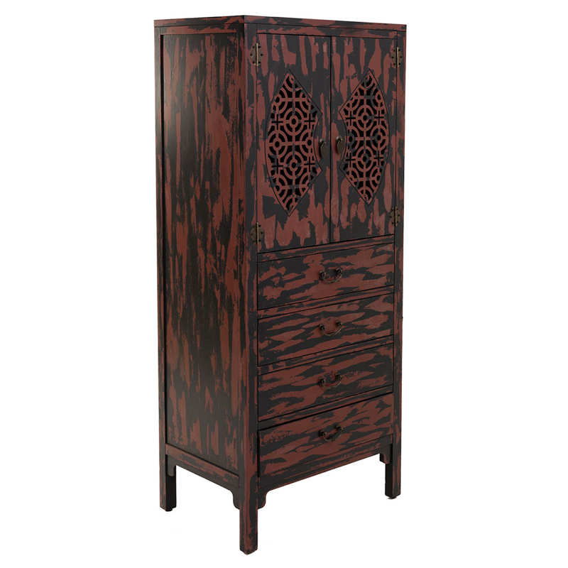 Шкаф деревянный в Китайском стиле Chinese Cabinet William Черный Красный в Казани | Loft Concept 