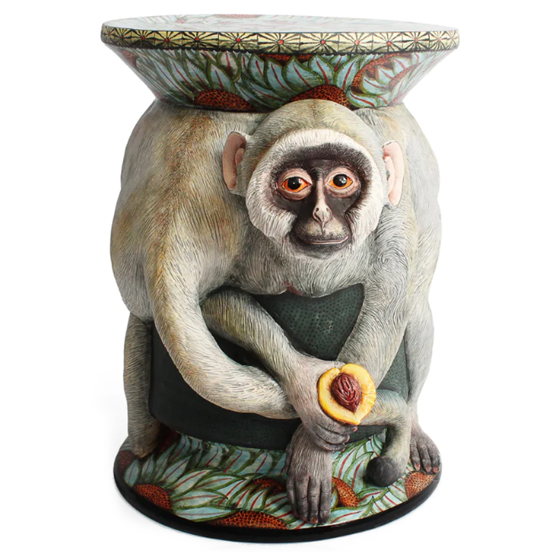 Табурет Обезьяна с фруктом ручная работа Monkey Side Table Серый в Казани | Loft Concept 