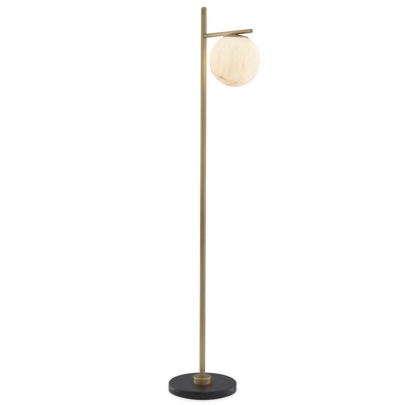 Торшер Eichholtz Floor Lamp Faloria Белый Латунь Античная полированная Черный Мрамор Nero в Казани | Loft Concept 