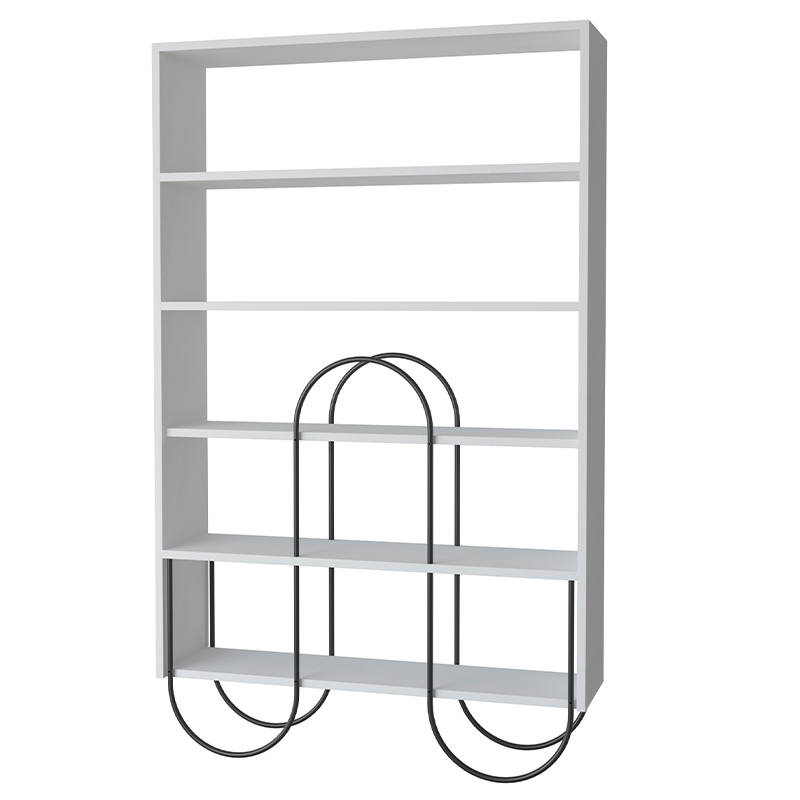 Стеллаж прямой белый с 5-ю открытыми полками NORFOLK BOOKCASE WHITE Черный Белый в Казани | Loft Concept 