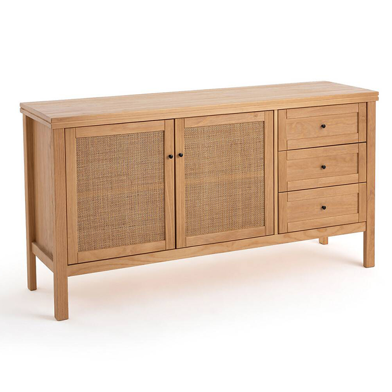 Комод в скандинавском стиле с 2-мя плетеными дверцами Niels Wicker Chest of drawers Древесина в Казани | Loft Concept 