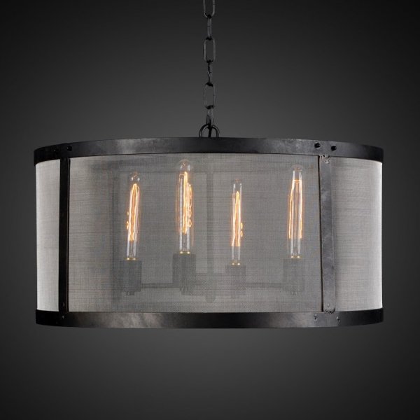 Люстра RH Riveted Mesh Chandelier Round Черный в Казани | Loft Concept 