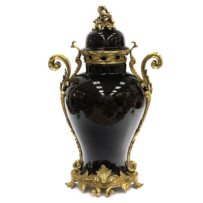 Большая ваза Selenia Black Vase Bronze Patterns Черный Бронза Большая ваза Selenia Black Vase Bronze Patterns Черный Бронза в Казани | Loft Concept