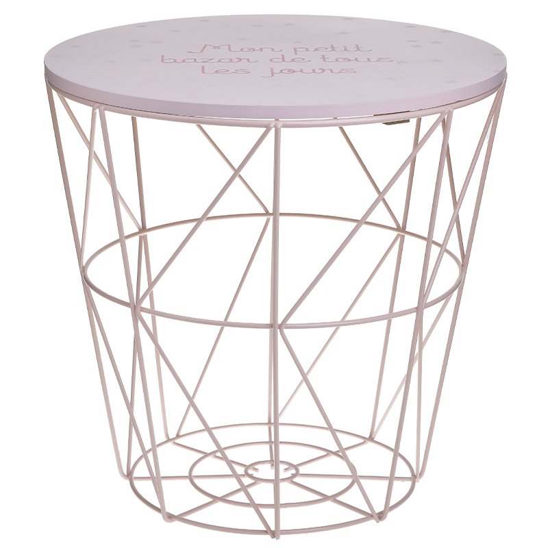 Круглый приставной стол-корзина Pink Wire Basket Side Table Розовый в Казани | Loft Concept 