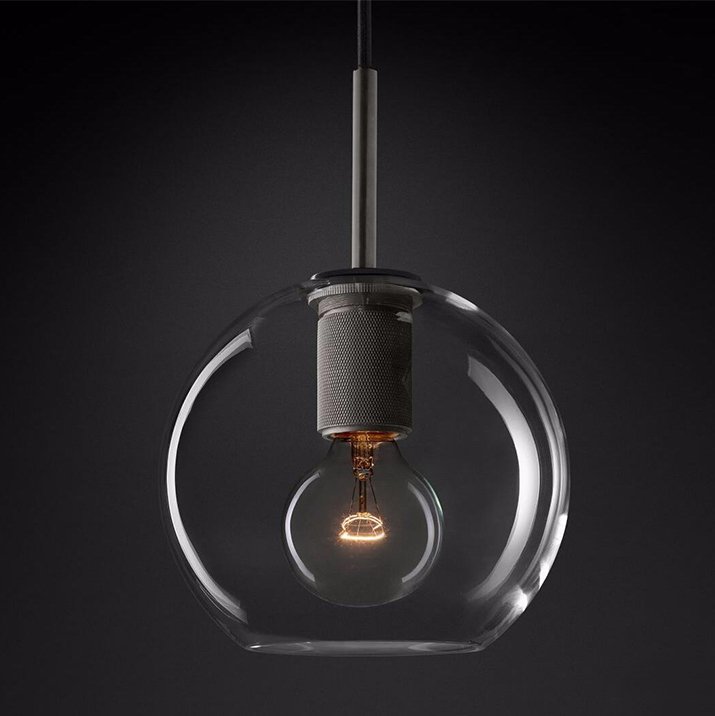 Подвесной светильник RH Utilitaire Globe Pendant Black Темная бронза Прозрачное Стекло в Казани | Loft Concept 