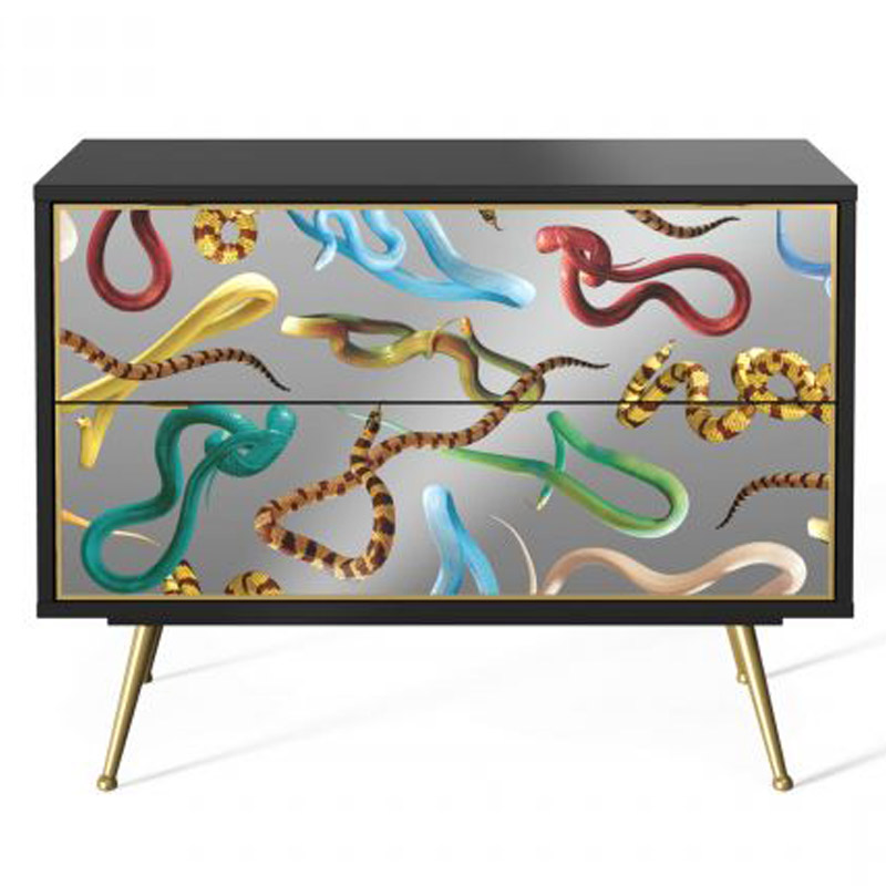 Комод Seletti Chest of Two Drawers Snakes Мульти Черный Золотой Шампань в Казани | Loft Concept 