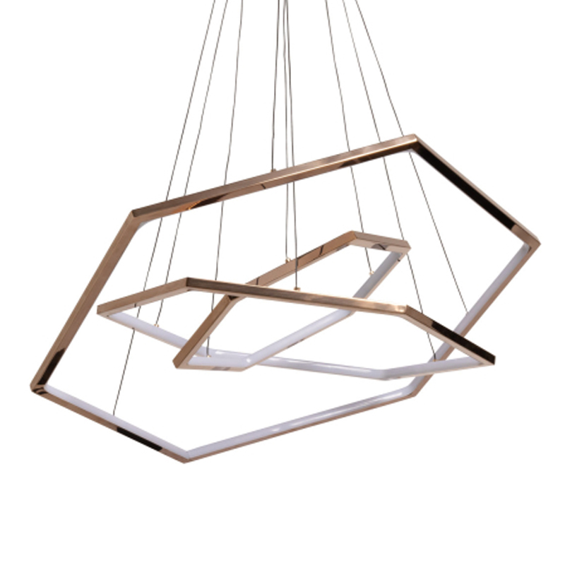 Люстра с 3-мя подвесами в виде шестиугольников Hexagon Horizontal Золотой в Казани | Loft Concept 