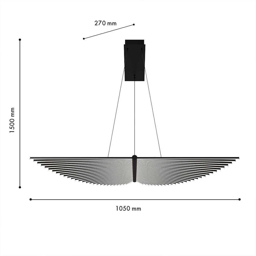 Люстра в виде распахнутых крыльев из тонких металлических планок Flight of Freedom в Казани
