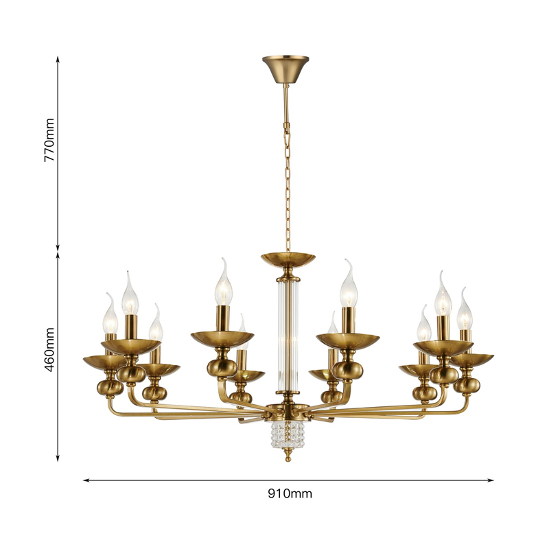 Люстра бронзового цвета со стеклянным декором Candelabrum D91 см в Казани