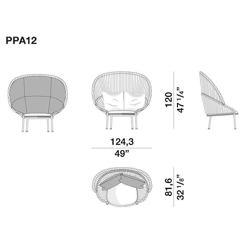 Дизайнерское уличное кресло с веревочной спинкой PETALO Armchair в Казани