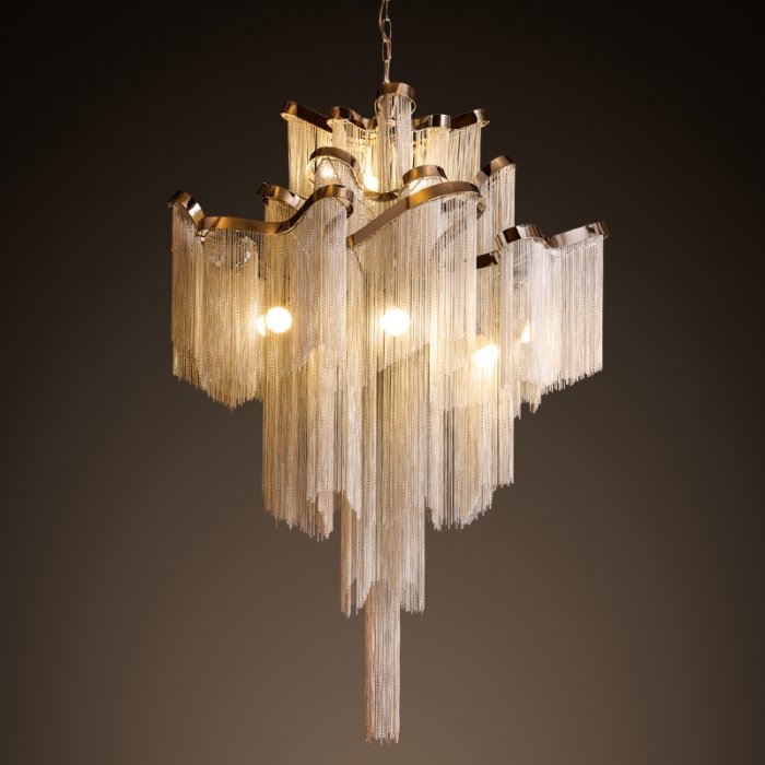 Люстра Ava Chain Atlantis Chandelier Хром Темный хром Золотой в Казани | Loft Concept 