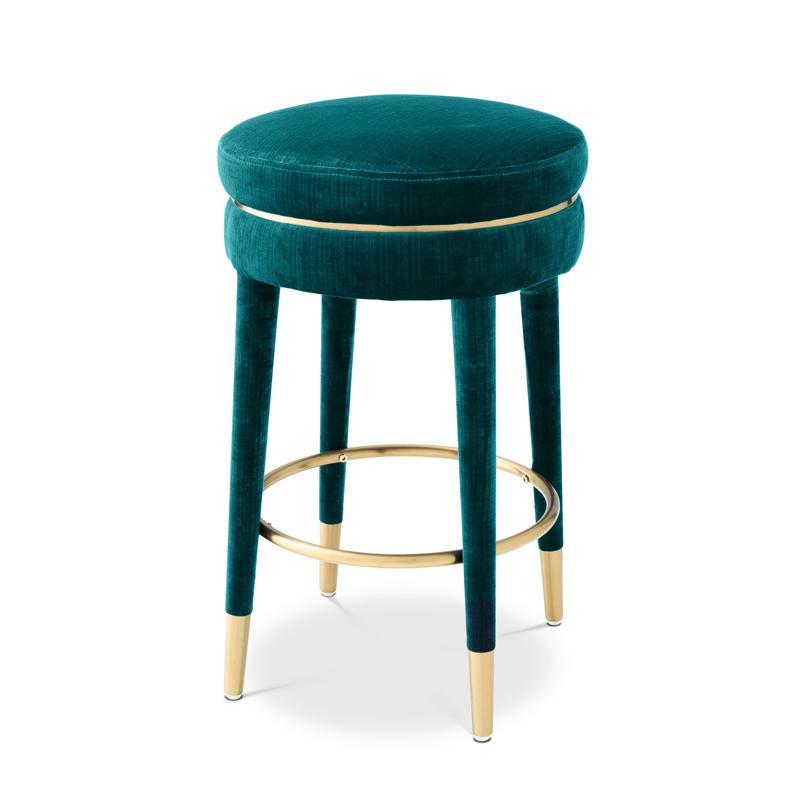 Полубарный стул Eichholtz Counter Stool Parisian blue Бирюзовый Латунь в Казани | Loft Concept 