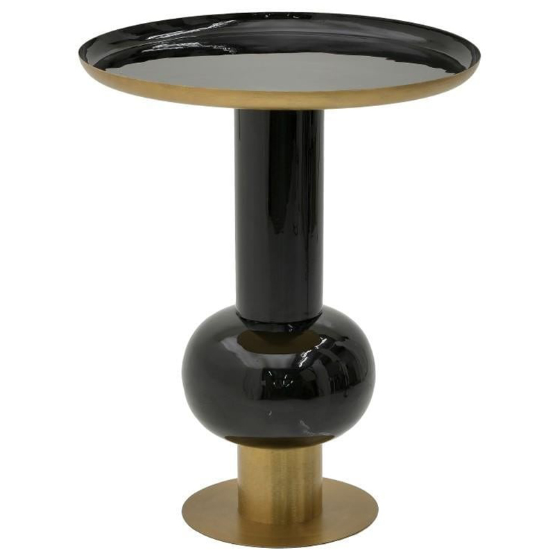 Круглый металлический приставной стол Calem Side Table Gold Black Золотой Черный в Казани | Loft Concept 