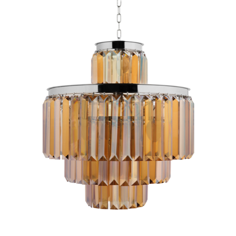 Люстра RH 1920s Odeon Smoke Chandelier 50/4 Янтарь (Amber) Хром в Казани | Loft Concept 