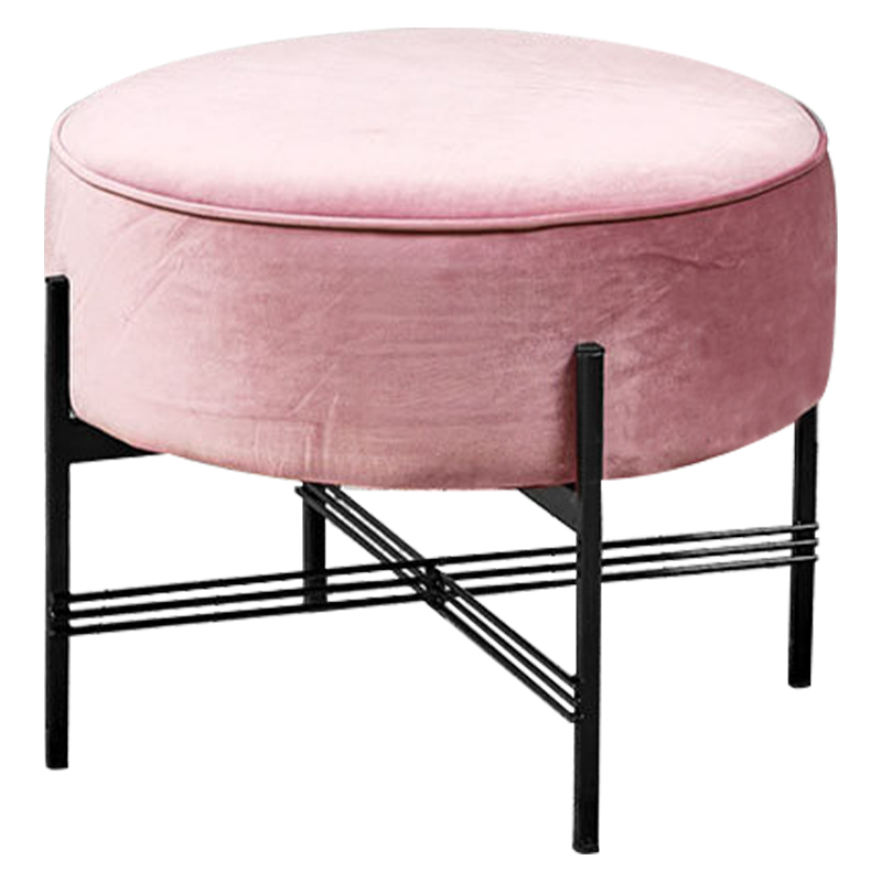 Пуф розовый велюровый Sanjay Velour Pouf Pink Дымчатая Роза Черный в Казани | Loft Concept 