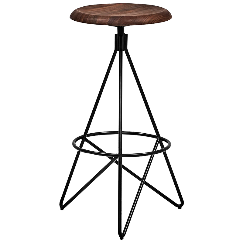 Барный стул Star Loft Stool Черный Коричневый в Казани | Loft Concept 