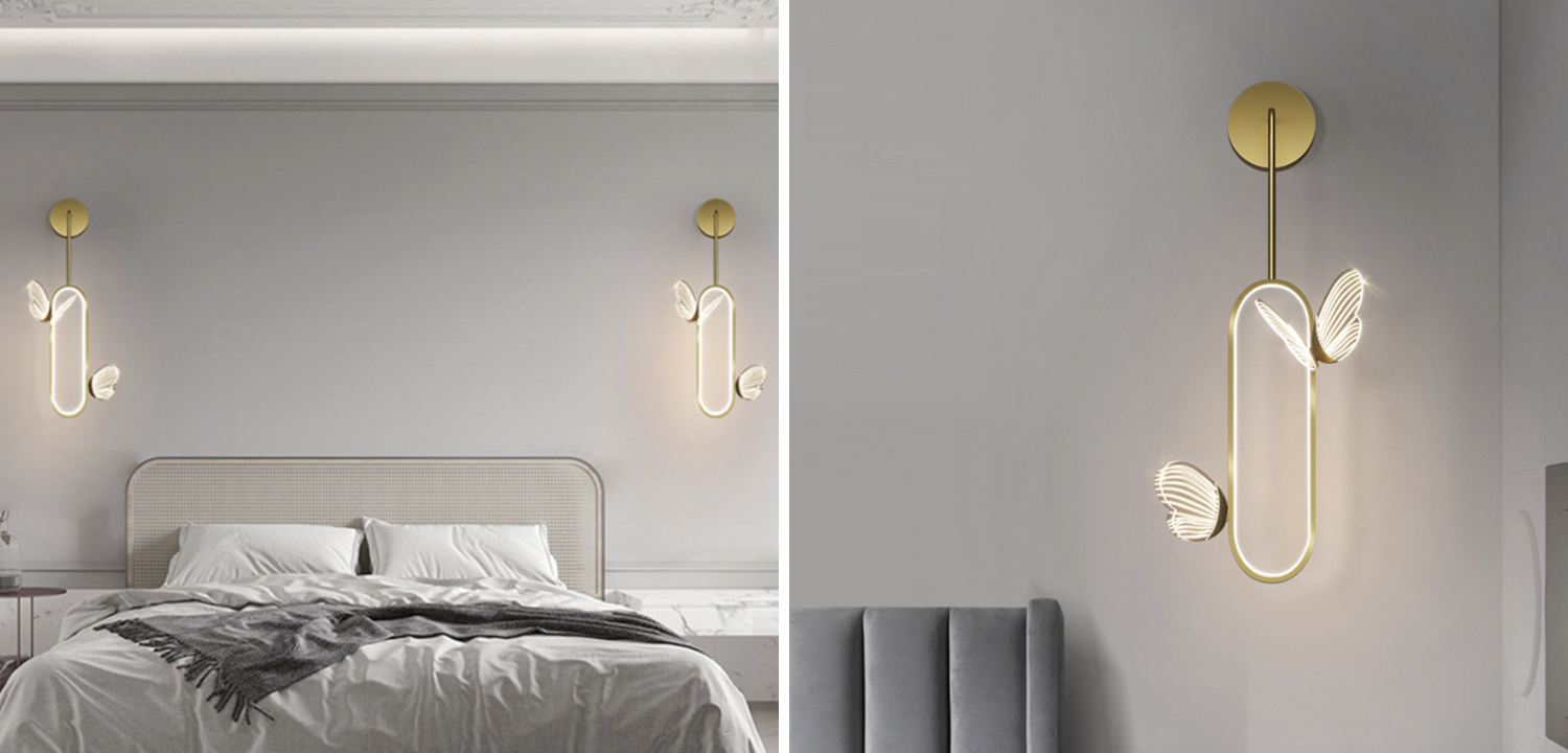 Настенный светильник с декоративными светящимися бабочками  Butterfly Double  F - фото