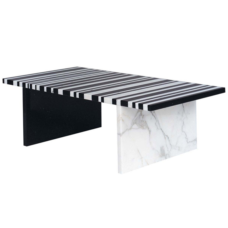 Кофейный стол CODICE A BARRE Black & White Marble Coffee Table Черно-белый Черный Мрамор Nero Белый Мрамор Bianco в Казани | Loft Concept 