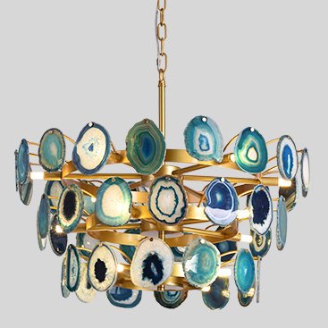 Люстра Agate Burst Chandelier 3 Round blue Зеленый Золотой в Казани | Loft Concept 