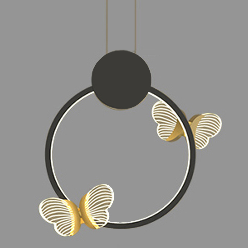 Светильник Butterfly Black Circle Прозрачный Черный Золотой в Казани | Loft Concept 