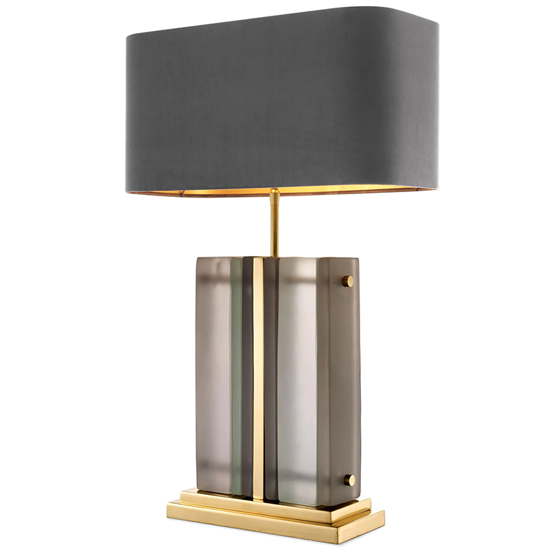 Настольная лампа Eichholtz Table Lamp Solana Brass Стекло Смок Латунь Серый в Казани | Loft Concept 