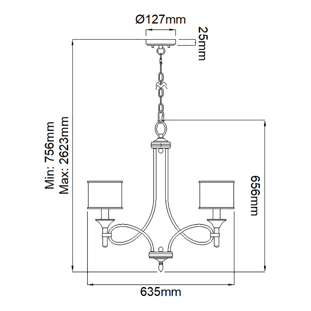 Люстра с белыми тканевыми абажурами в прозрачных стеклянных цилиндрах Kichler в Казани