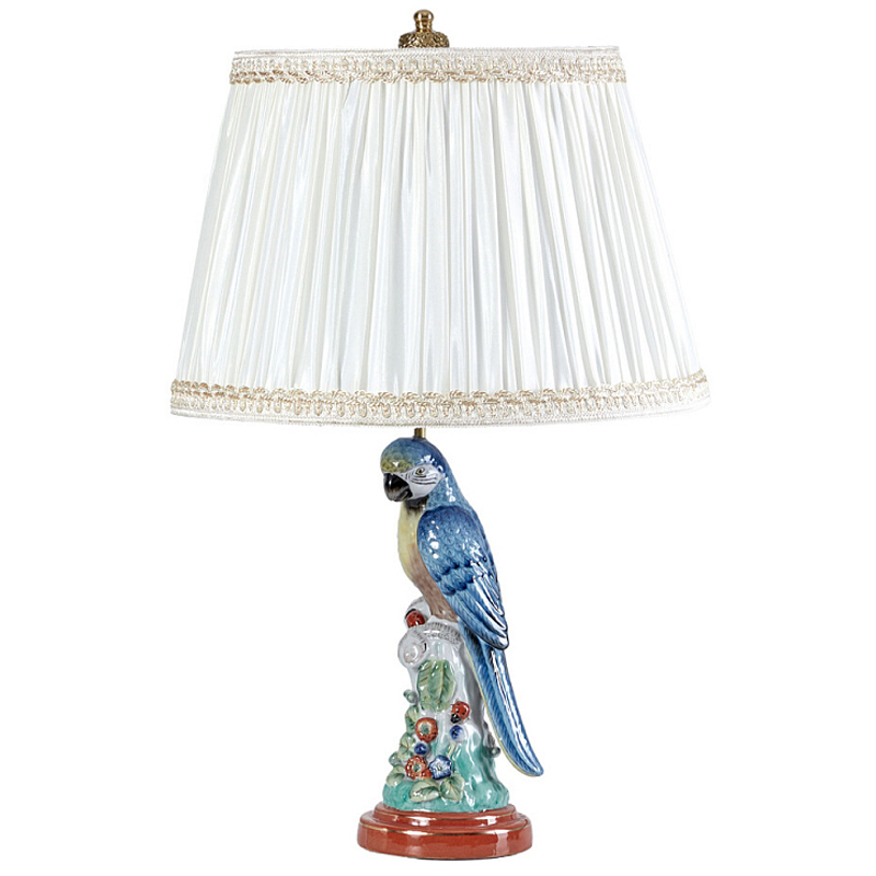 Настольная лампа с абажуром и основанием в виде попугая Parrot Table Lamp Белый Мульти Бронза в Казани | Loft Concept 