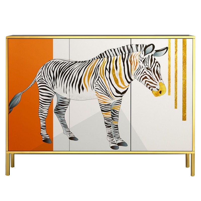 Комод Зебра Chest of drawers Zebra ivory ( слоновая кость ) Оранжевый Латунь в Казани | Loft Concept 