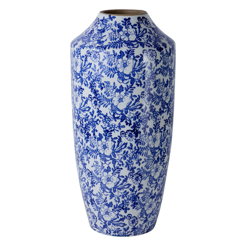 Ваза с синим цветочным узором Blue & White Ornament Белый Синий Ваза с синим цветочным узором Blue & White Ornament Белый Синий в Казани | Loft Concept