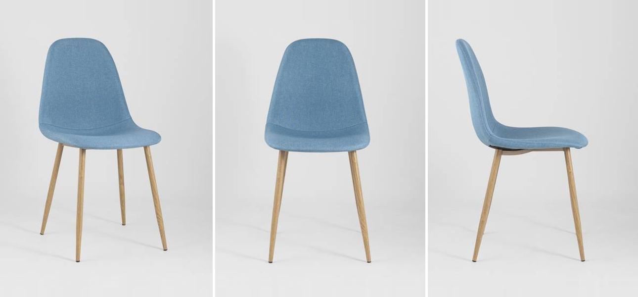 Стул Archie Chair Ткань Голубая Рогожка - фото